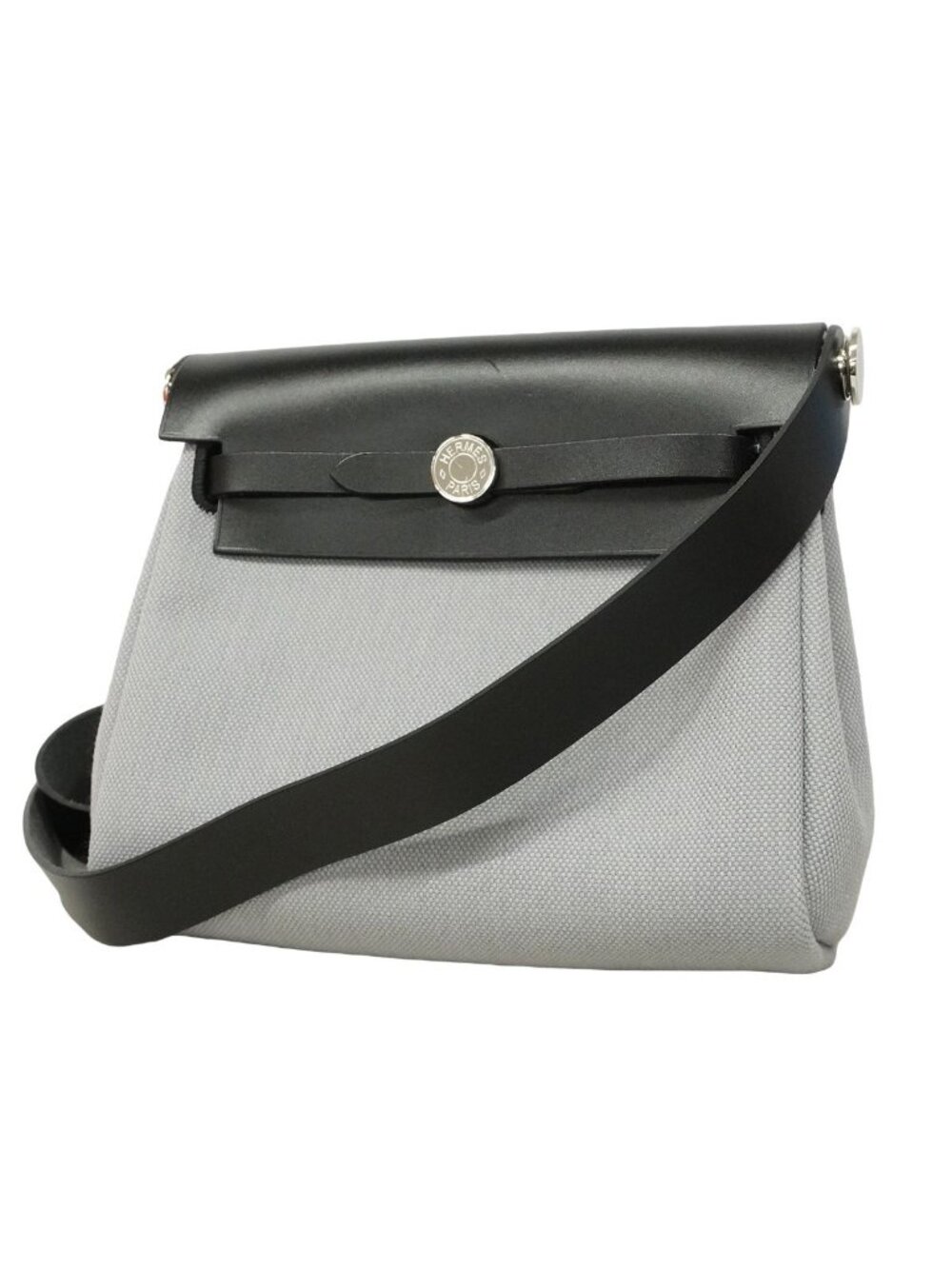 Hermes Shoulder Bag Herbag Zip Mini Toile Military Gray Pantin Silver